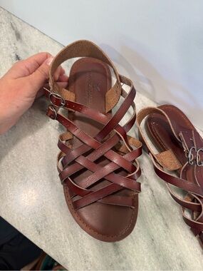 American Eagle Brown Leather Gladiator Sandals Size 8 Strappy Buckle